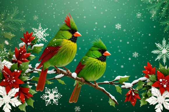 Download Cardinal Bird Christmas Digital Paper - Paper Collection