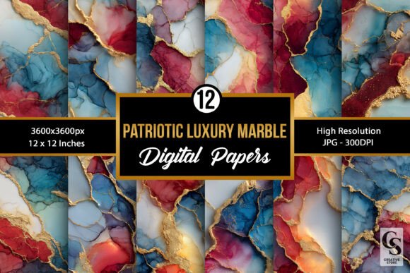 Download Patriotic Luxury Marble Digital Paper - Paper Collection