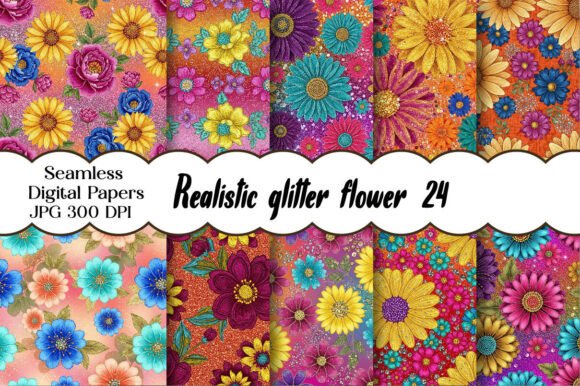 Download Realistic Glitter Flowers Papers - Paper Collection
