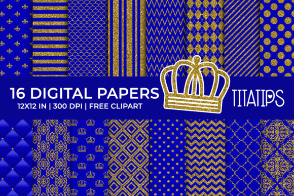 Download Royal Blue and Gold Digital Papers - Paper Collection