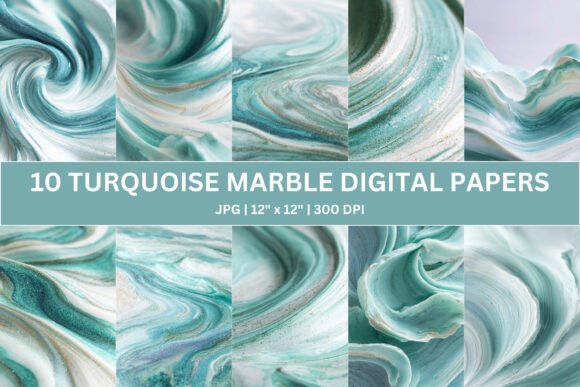 Download 10 Turquoise Marble Digital Paper - Paper Collection