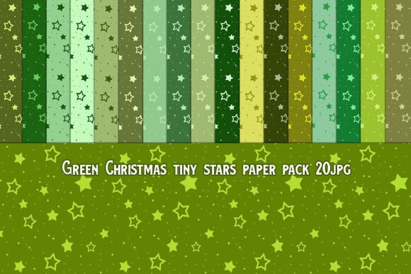 Download Green Christmas Tiny Stars Paper Pack - Paper Collection