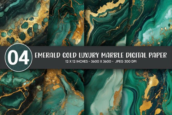 Download Emerald Gold Luxury Marble Digital Paper - Paper Collection