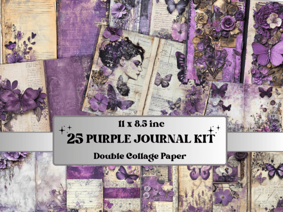 Download Purple Junk Journal Whimsical Paper - Paper Collection