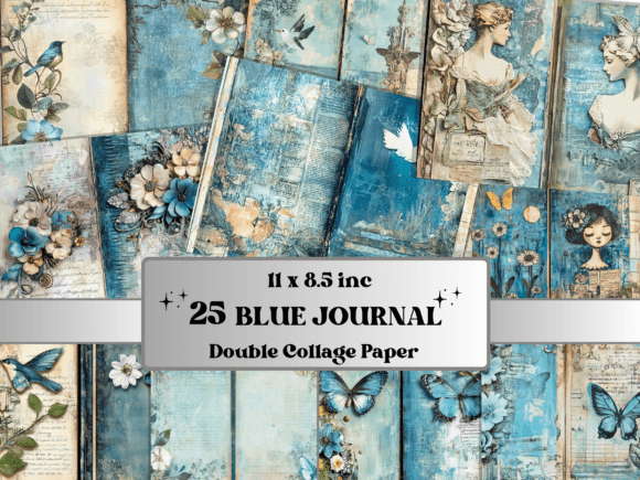 Download Blue Junk Journal Whimsical Paper - Paper Collection